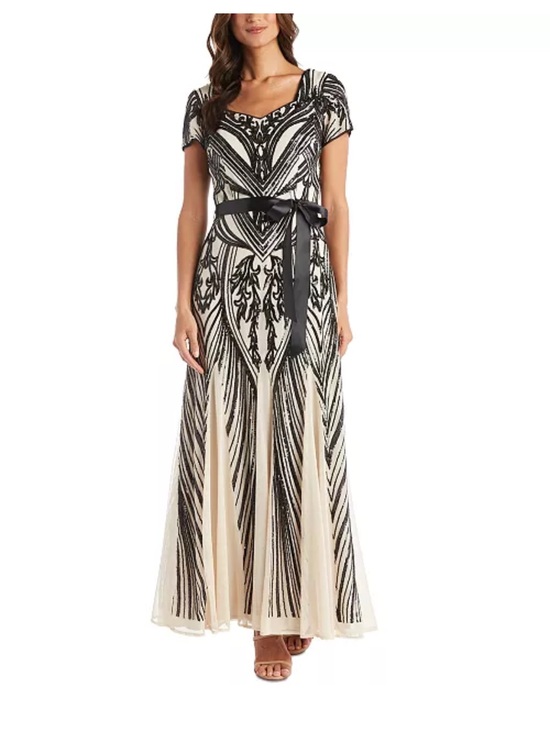R&M Richards Dresses & Skirts - R&M Richards Elegant Black and cream Sequin formal Gown